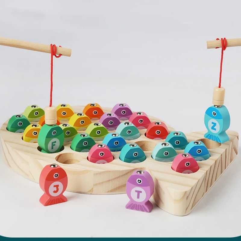 Toddler Number Alphabet Learning Wooden Children Fishing Toys Baby Montessori Toys 2