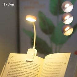 portable led clip-on reading light with three color temperatures and adjustable brightness, white shell