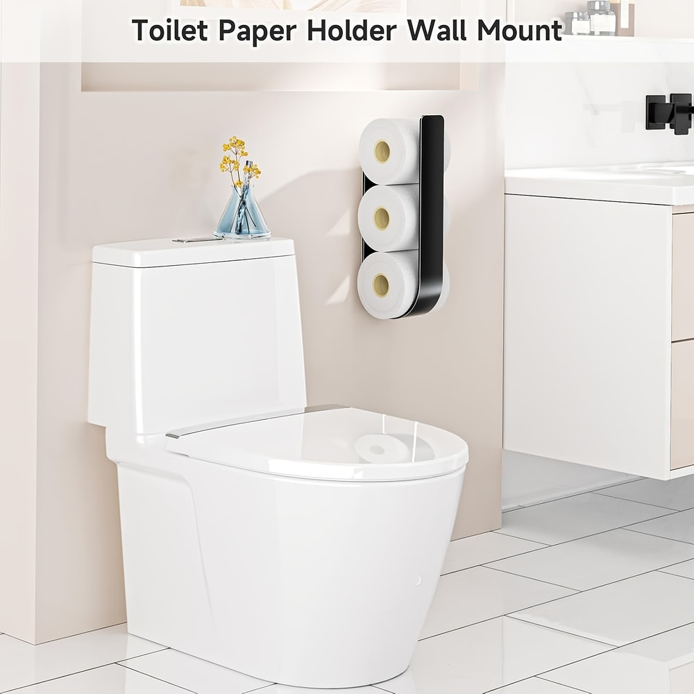 WallMounted Toilet Paper Holder With Towel Rack And Hooks Metal SpaceSaving Design For Bathroom Kit 2