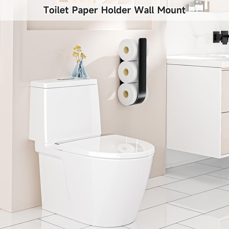 WallMounted Toilet Paper Holder With Towel Rack And Hooks Metal SpaceSaving Design For Bathroom Kit 2