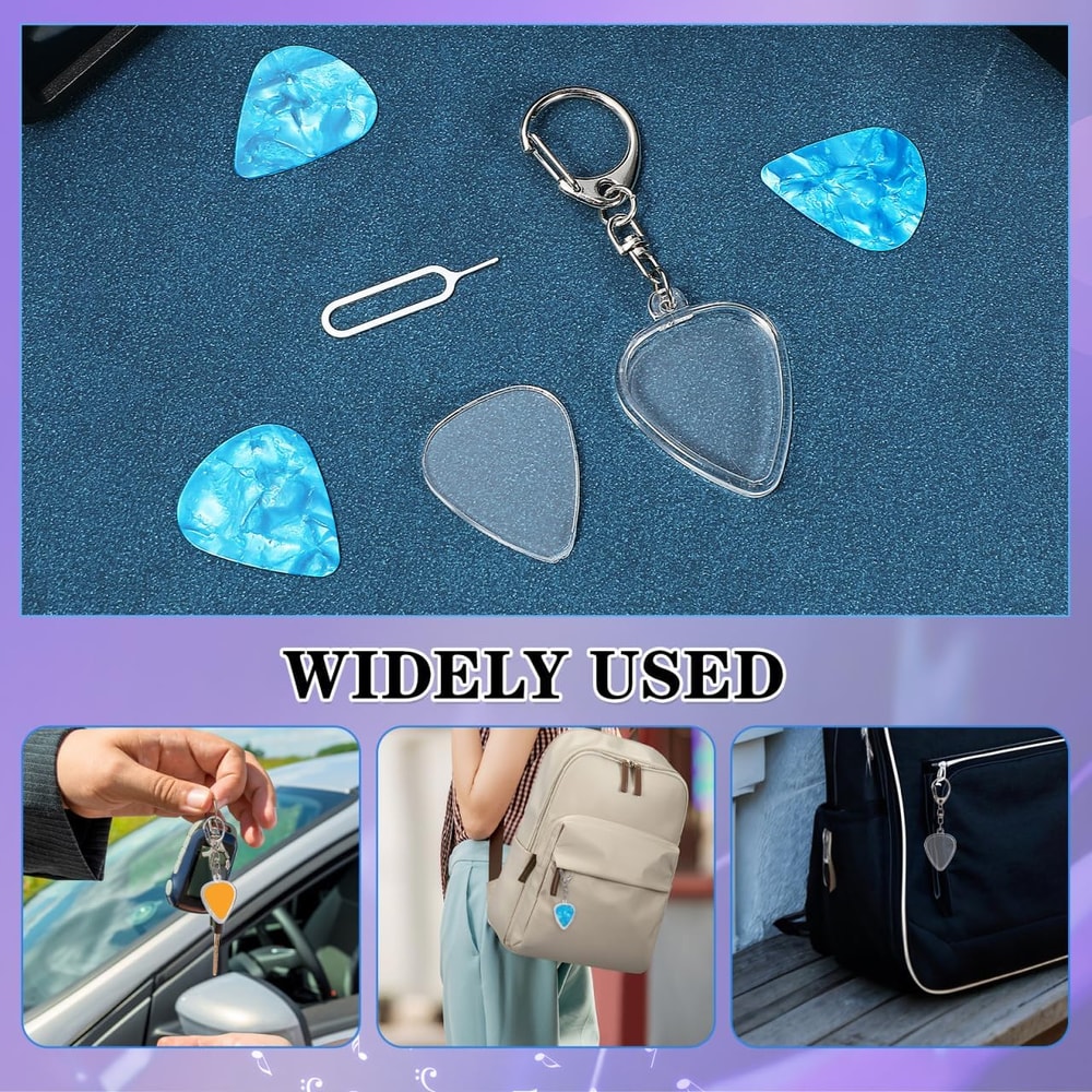 Durable Acrylic Guitar Pick Holder Keychain HeartShaped Design With Secure Lid For Musicians 3