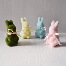 flocked foam rabbit ornaments easter bunny decorative figurines with bow for party and home decor
