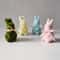 Flocked Foam Rabbit Ornaments Easter Bunny Decorative Figurines With Bow For Party And Home Decor 0