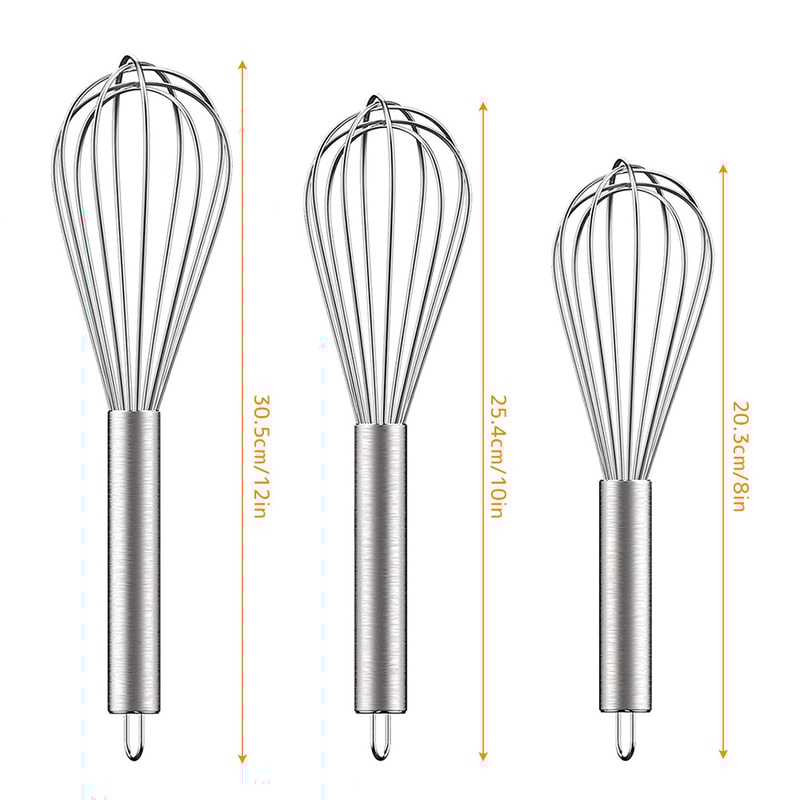 Stainless Steel Whisk Set Wire Whisks With Stainless Grip Kitchen Balloon Whisks 5