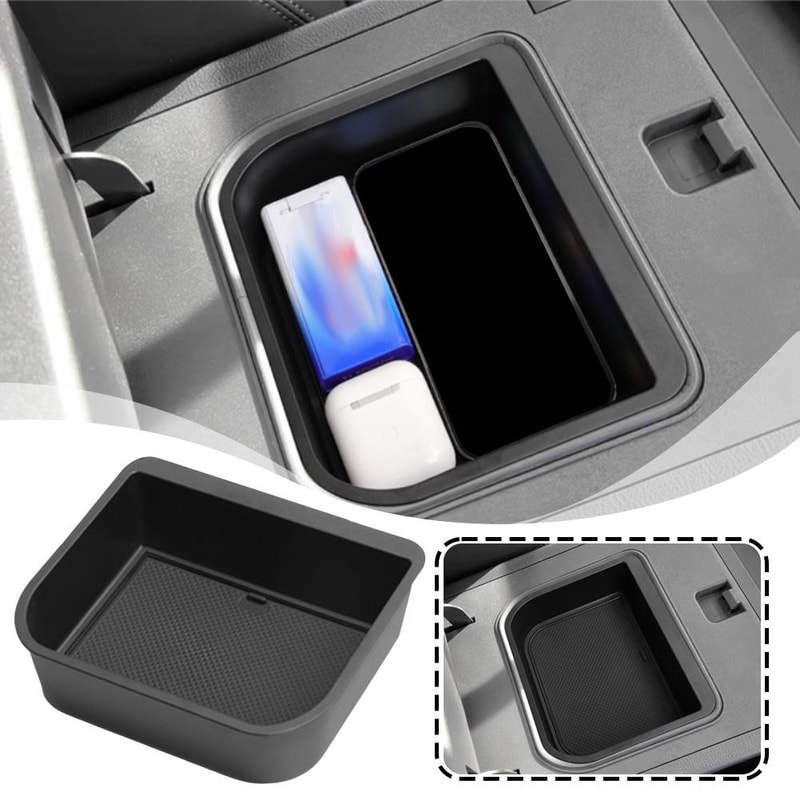 Wireless Charging Mat Central Control Armrest Storage Box Car Interior Organizer 1