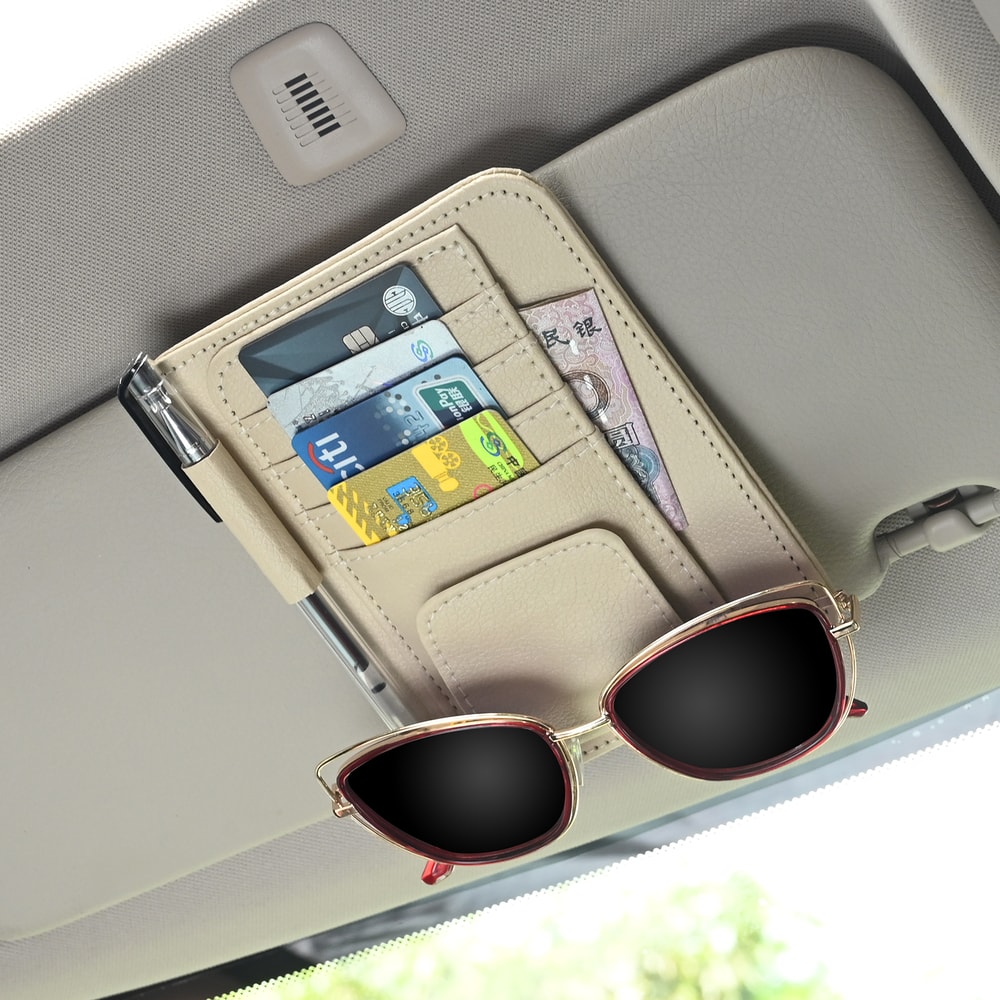 MultiPocket Car Sun Visor Organizer Storage Sunglasses Holder Business Card Management Auto Interio 2