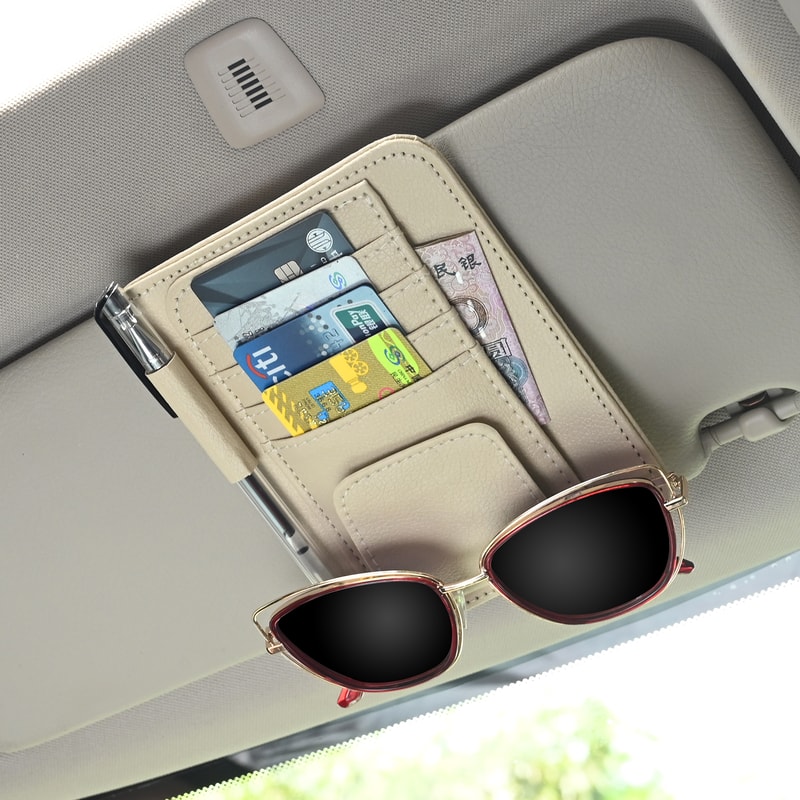 MultiPocket Car Sun Visor Organizer Storage Sunglasses Holder Business Card Management Auto Interio 2