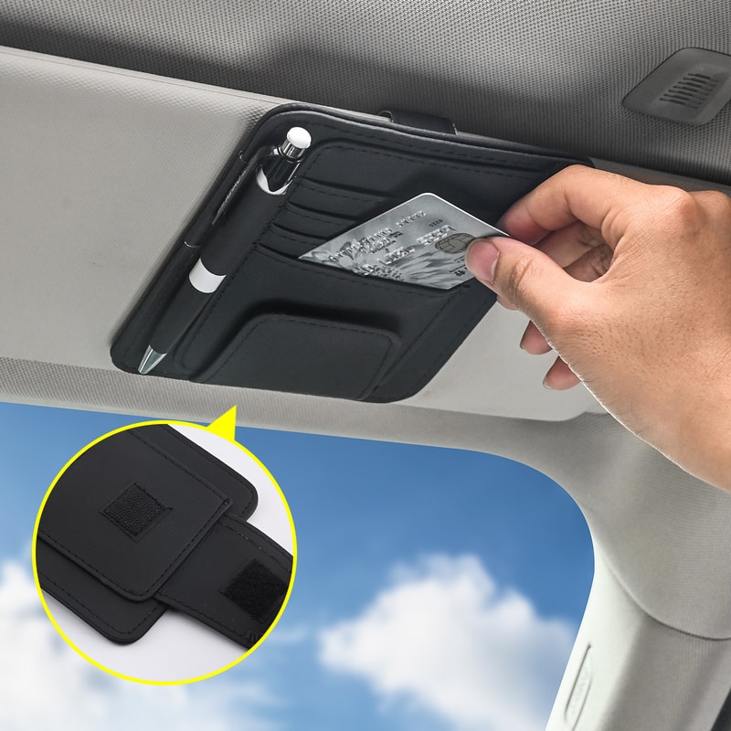 MultiPocket Car Sun Visor Organizer Storage Sunglasses Holder Business Card Management Auto Interio 3