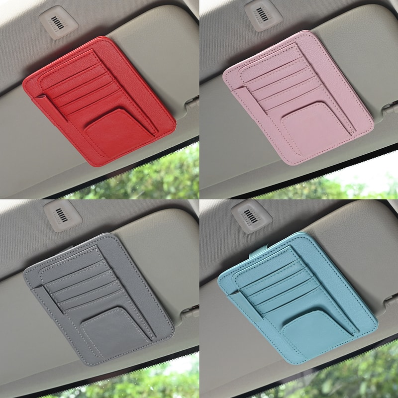 MultiPocket Car Sun Visor Organizer Storage Sunglasses Holder Business Card Management Auto Interio 4