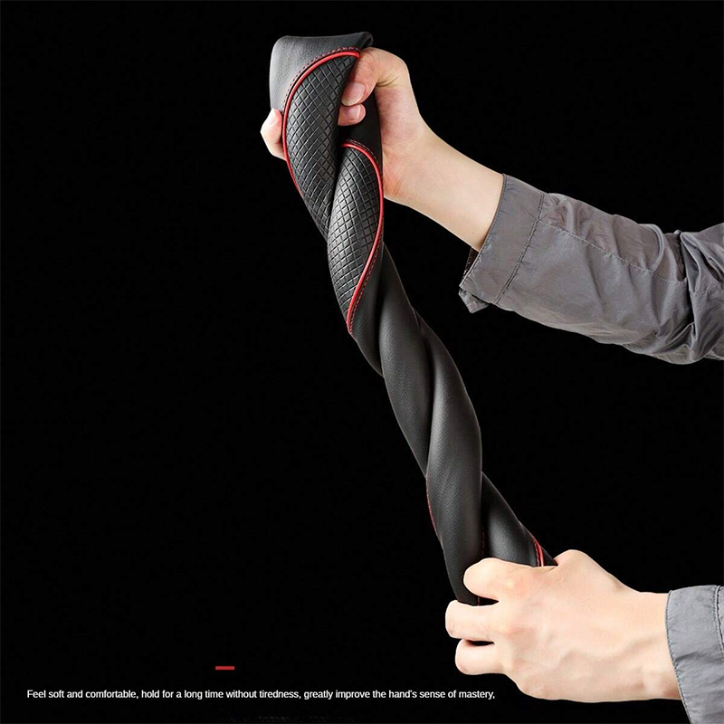 Universal Leather Diamond Steering Wheel Cover All Seasons Durable AntiSlip Veins Design 4