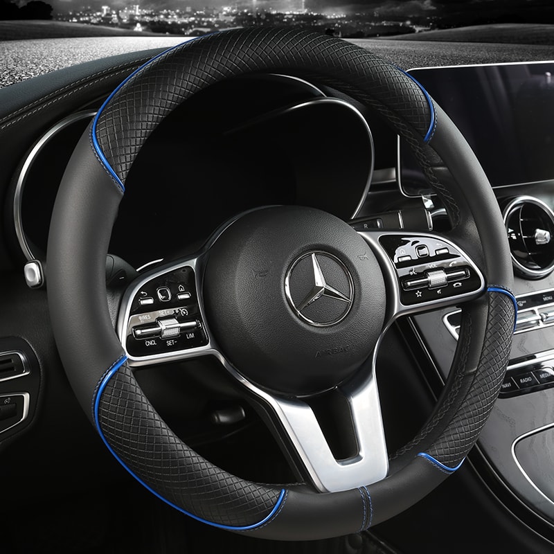 Universal Leather Diamond Steering Wheel Cover All Seasons Durable AntiSlip Veins Design 7