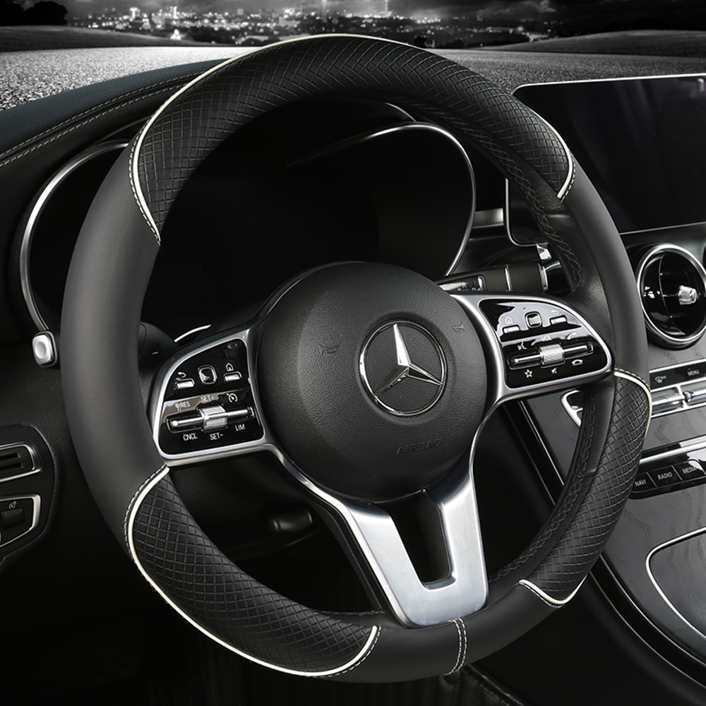 Universal Leather Diamond Steering Wheel Cover All Seasons Durable AntiSlip Veins Design 9