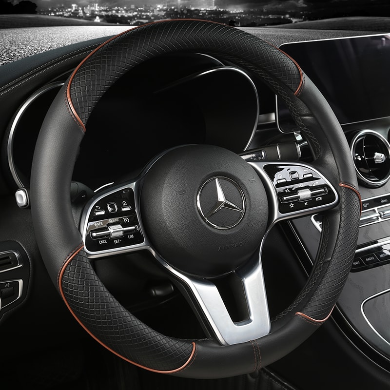 Universal Leather Diamond Steering Wheel Cover All Seasons Durable AntiSlip Veins Design 10