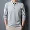 Casual Mens Waffle Long Sleeved POLO Shirt Letter Printed Lapel Top 7