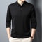 Casual Mens Waffle Long Sleeved POLO Shirt Letter Printed Lapel Top 8