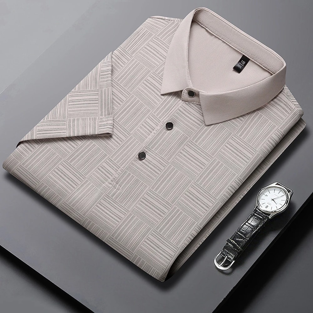 Fashion Mens New Printed Business Casual POLO Shirt Comfortable Short Sleeved And Breathable Top 6