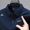 Fashionable Mens Business Casual Polo Shirt With Badge Solid Color Short Sleeved Shirt Comfortable 2