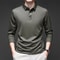 Fashionable Breathable Comfortable New Mens Business Casual Long Sleeved Shirt With Badge Solid Col 3