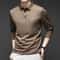 Fashionable Breathable Comfortable New Mens Business Casual Long Sleeved Shirt With Badge Solid Col 5