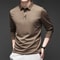 Fashionable Breathable Comfortable New Mens Business Casual Long Sleeved Shirt With Badge Solid Col 5