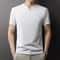 Comfortable Summer Versatile Top Mens Casual Small Vneck Solid Color Short Sleeved Tshirt 5