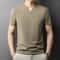 Comfortable Summer Versatile Top Mens Casual Small Vneck Solid Color Short Sleeved Tshirt 8
