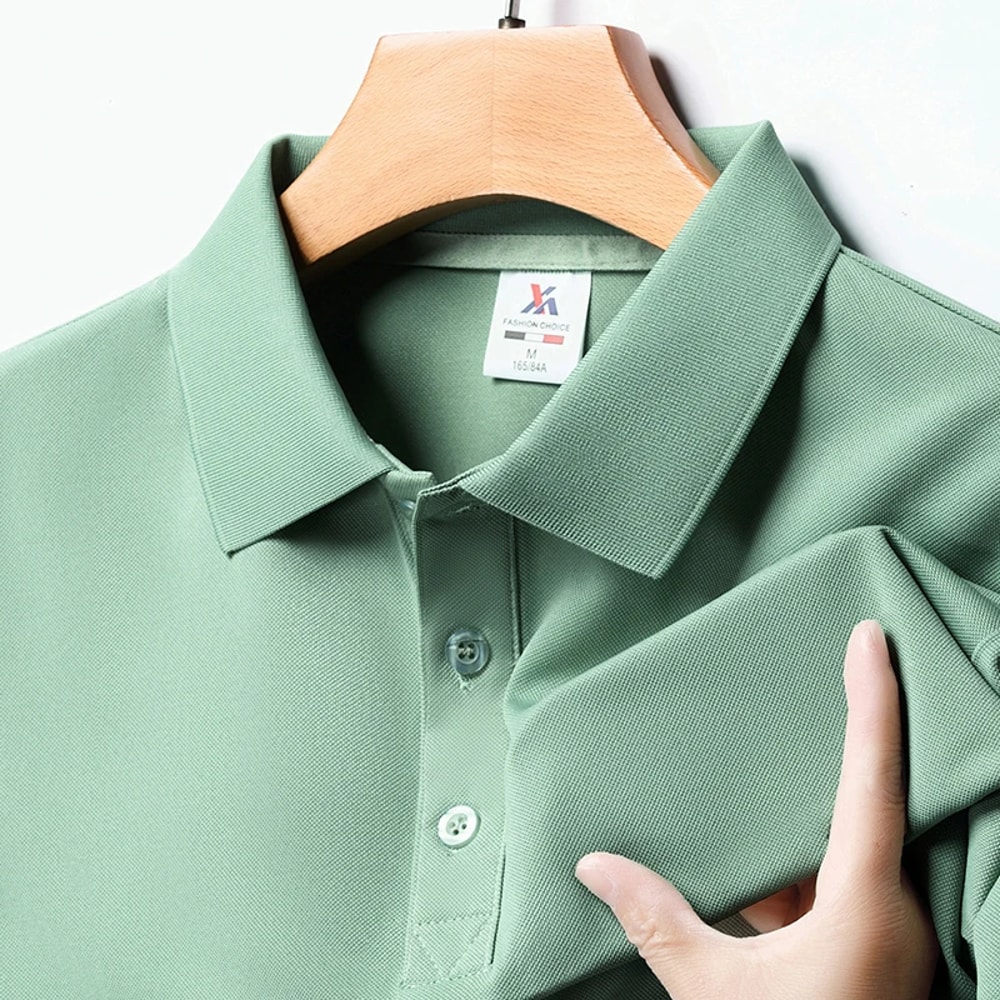 Comfortable Breathable Top Mens Fashion Solid Short Sleeved Polo Shirt Summer 0
