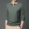 Stylish Mens Business Casual Polo Shirt Breathable Long Sleeved Top Comfortable Solid Color Shirt 0