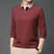 Stylish Mens Business Casual Polo Shirt Breathable Long Sleeved Top Comfortable Solid Color Shirt 4