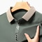 Stylish Mens Business Casual Polo Shirt Breathable Long Sleeved Top Comfortable Solid Color Shirt 6