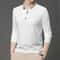 Stylish Mens Business Casual Polo Shirt Breathable Long Sleeved Top Comfortable Solid Color Shirt 5