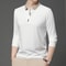 Stylish Mens Business Casual Polo Shirt Breathable Long Sleeved Top Comfortable Solid Color Shirt 5