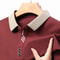 Stylish Mens Business Casual Polo Shirt Breathable Long Sleeved Top Comfortable Solid Color Shirt 11