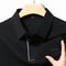 New Mens Business Casual Polo Shirt Long Sleeved Badge Solid Color Fashionable Comfortable Breathab 9