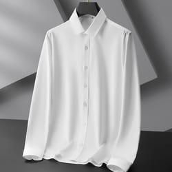 comfortable all season new men's business casual long sleeved shirt wrinkle resistant versatile solid color top