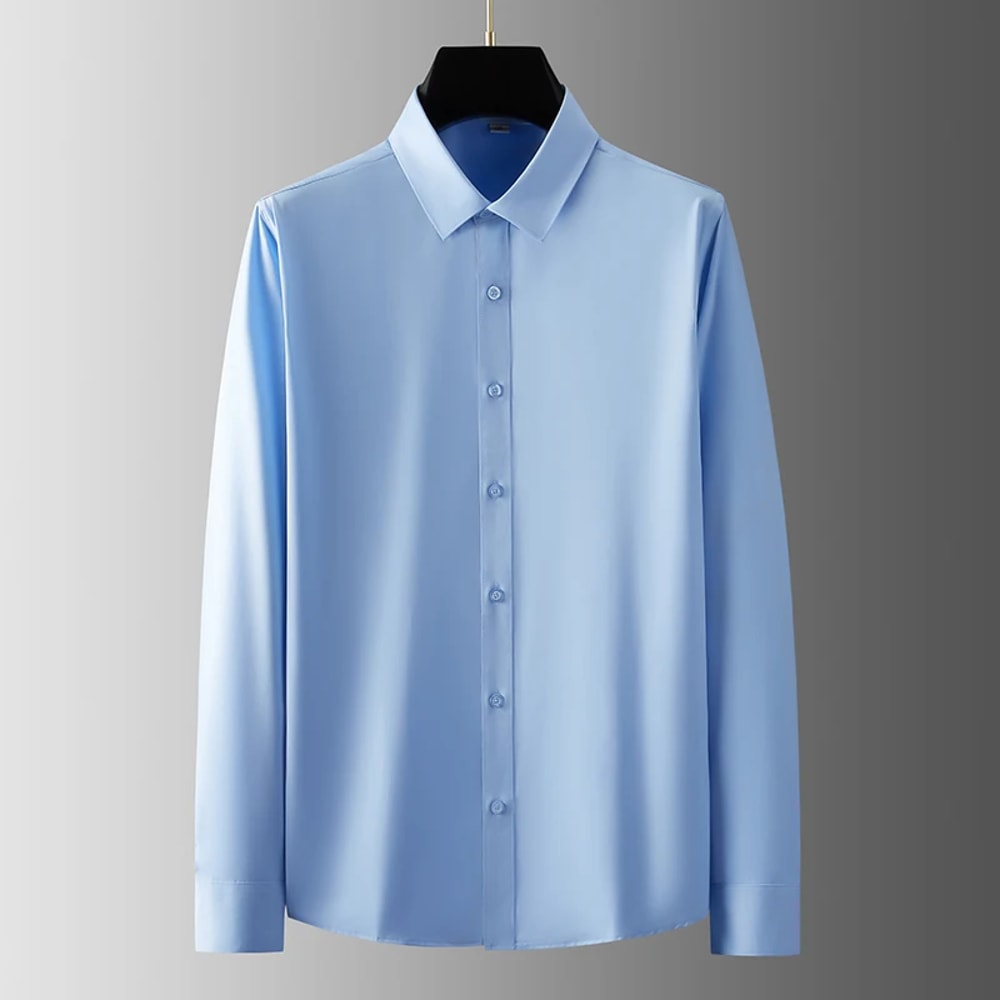 Comfortable All Season New Mens Business Casual Long Sleeved Shirt Wrinkle Resistant Versatile Soli 9