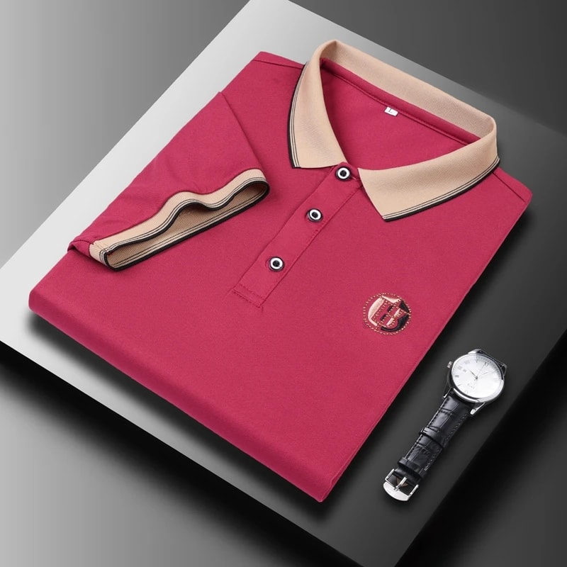Men's short sleeved T-shirt polo shirt with embroidered polo shirt