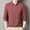 New Mens Business Casual Polo Shirt Long Sleeved Solid Color Shirt Comfortable Versatile Fashionabl 5