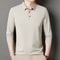 New Mens Business Casual Polo Shirt Long Sleeved Solid Color Shirt Comfortable Versatile Fashionabl 7