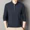 New Mens Business Casual Polo Shirt Long Sleeved Solid Color Shirt Comfortable Versatile Fashionabl 6