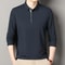 New Mens Business Casual Polo Shirt Long Sleeved Solid Color Shirt Comfortable Versatile Fashionabl 6