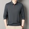 New Mens Business Casual Polo Shirt Long Sleeved Solid Color Shirt Comfortable Versatile Fashionabl 8