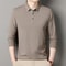 New Mens Business Casual Polo Shirt Long Sleeved Solid Color Shirt Comfortable Versatile Fashionabl 10