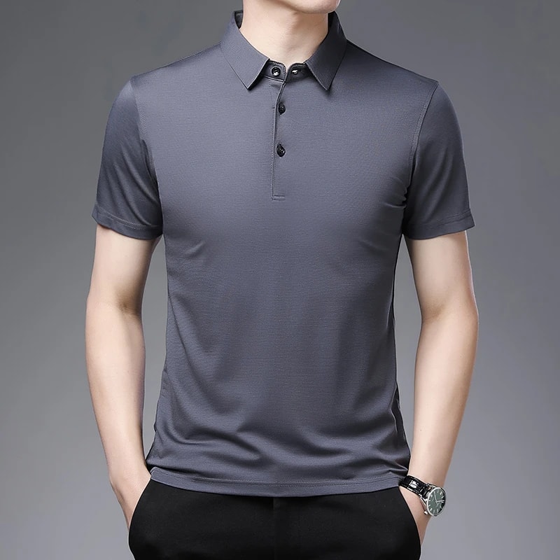 New Mens Business Casual Polo Shirt Comfortable Summer Fashion Short Sleeve Breathable Top 0