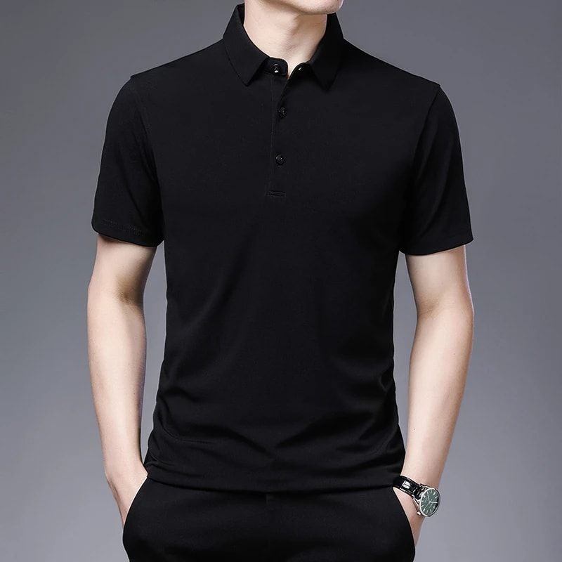 New Mens Business Casual Polo Shirt Comfortable Summer Fashion Short Sleeve Breathable Top 2