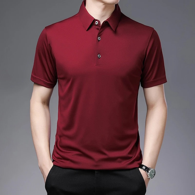 New Mens Business Casual Polo Shirt Comfortable Summer Fashion Short Sleeve Breathable Top 3