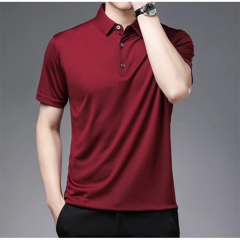 New Mens Business Casual Polo Shirt Comfortable Summer Fashion Short Sleeve Breathable Top 6