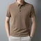 Fashion Solid Color Polo Shirt For Men New Casual Waffle Short Sleeve Top 4