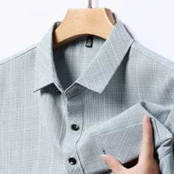 comfortable all season new men's business casual short sleeved printed shirt with wrinkle resistance no ironing