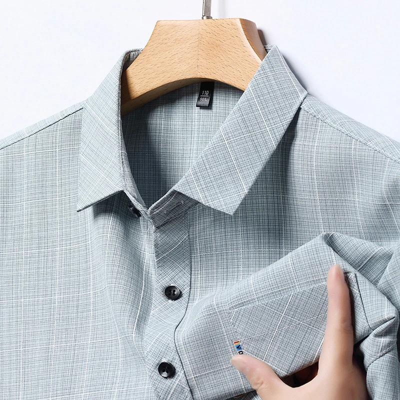 Comfortable All Season New Mens Business Casual Short Sleeved Printed Shirt With Wrinkle Resistance 0